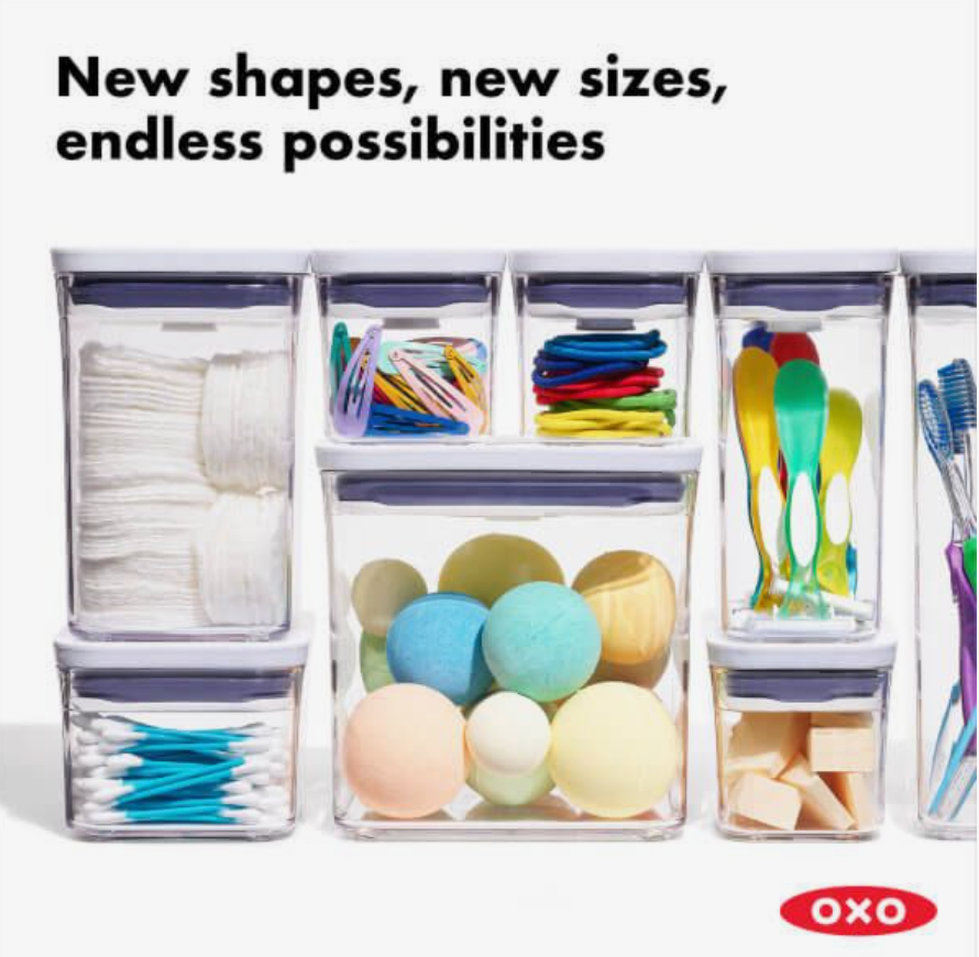 OXO Pop 1.2qt Plastic Slim Rectangle Airtight Food Storage Container White