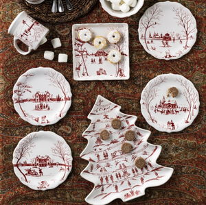 Juliska Country Estate Winter Frolic "The Claus' Christmas Day" Ruby Dessert/Salad Plate
