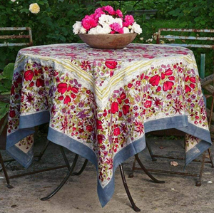 French Tablecloth Jardin Red & Grey