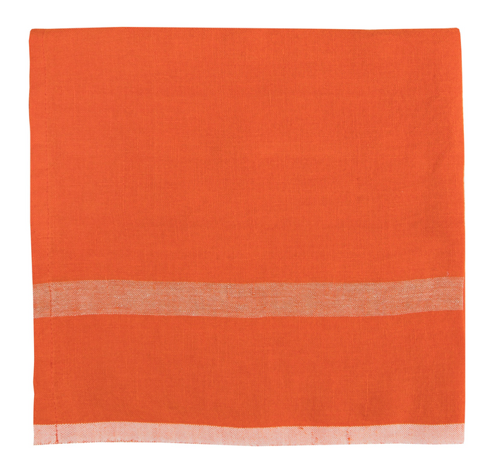 Laundered Linen Napkins Orange & Natural