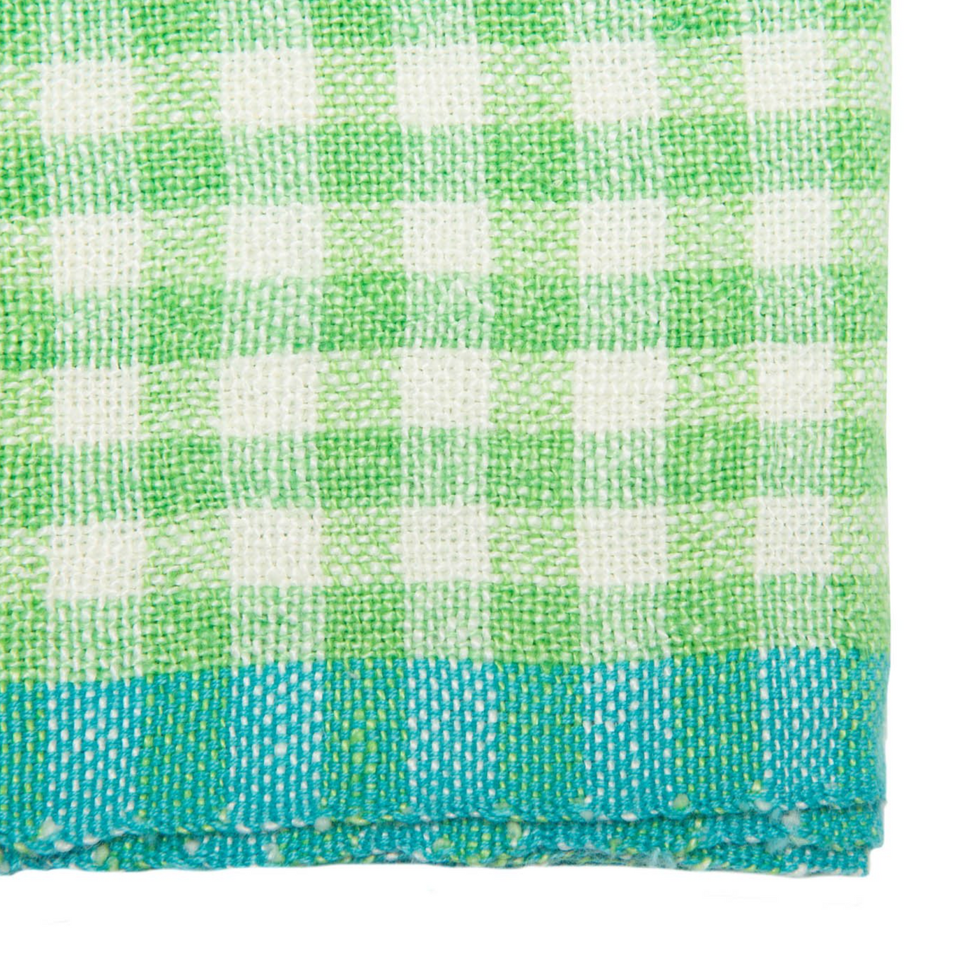 Two-Tone Gingham Kitchen Towels Orange & Aqua -Set of 2