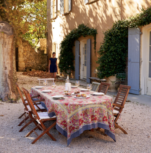 French Tablecloth Jardin Red & Grey