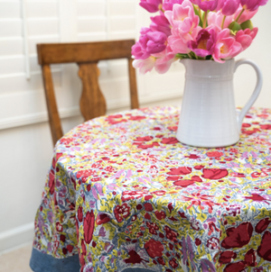 French Tablecloth Jardin Red & Grey