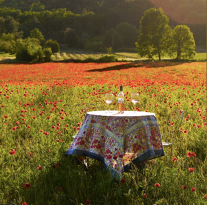 French Tablecloth Jardin Red & Grey