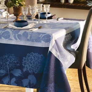 Hortensias Bleu Tablecloth, Stain Resistant Organic Cotton