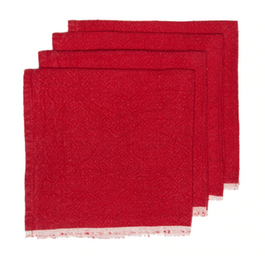 Chunky Linen Red Napkins