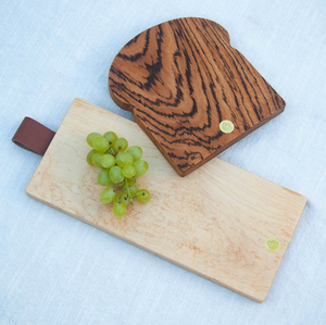 Small Bird's Eye Maple Leather Strap Serving Board