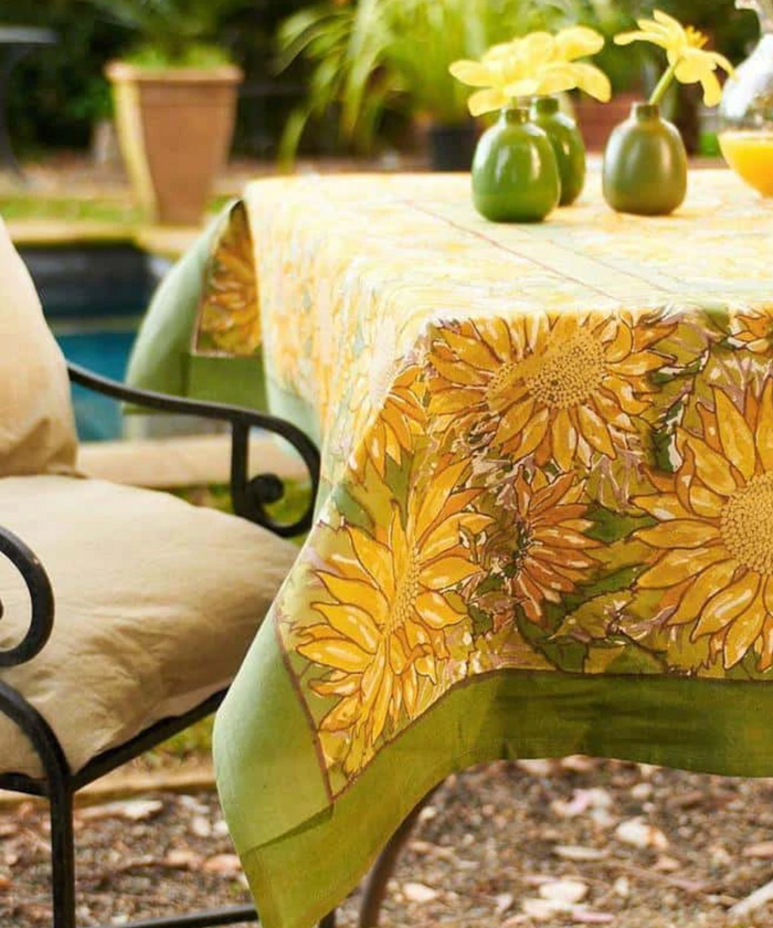 French Tablecloth Sunflower Yellow & Green
