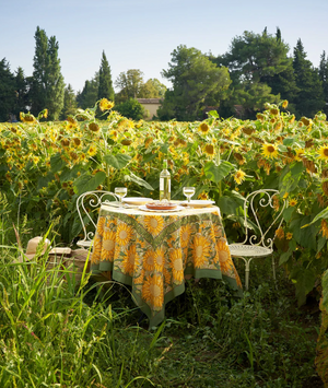 French Tablecloth Sunflower Yellow & Green