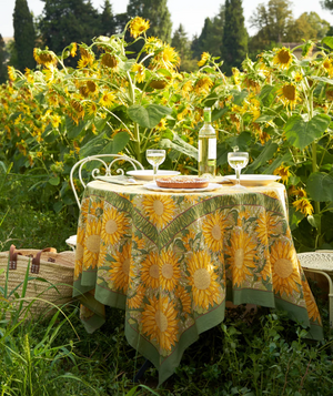 French Tablecloth Sunflower Yellow & Green