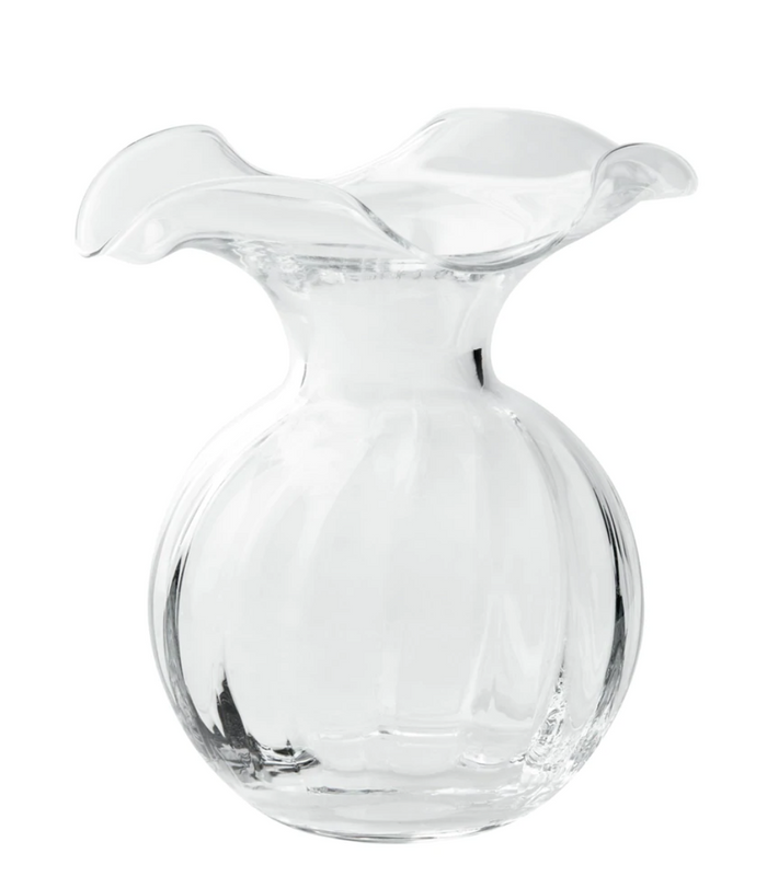 VIETRI HIBISCUS GLASS CLEAR SMALL FLUTED VASE