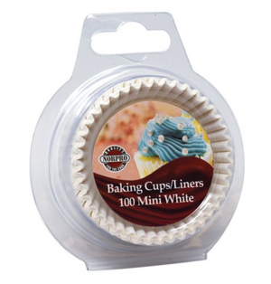 MINI WHITE BAKING CUPS/LINERS, 100-PACK
