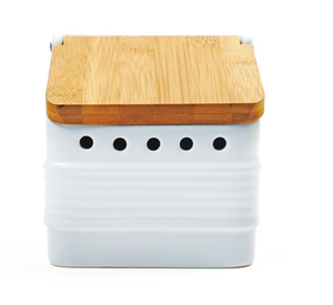 STONEWARE GARLIC KEEPER - WHITE