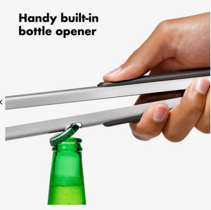 Grilling Tongs with Built-In Bottle Opener