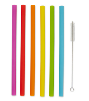 10IN SILICONE STRAW SET OF 6