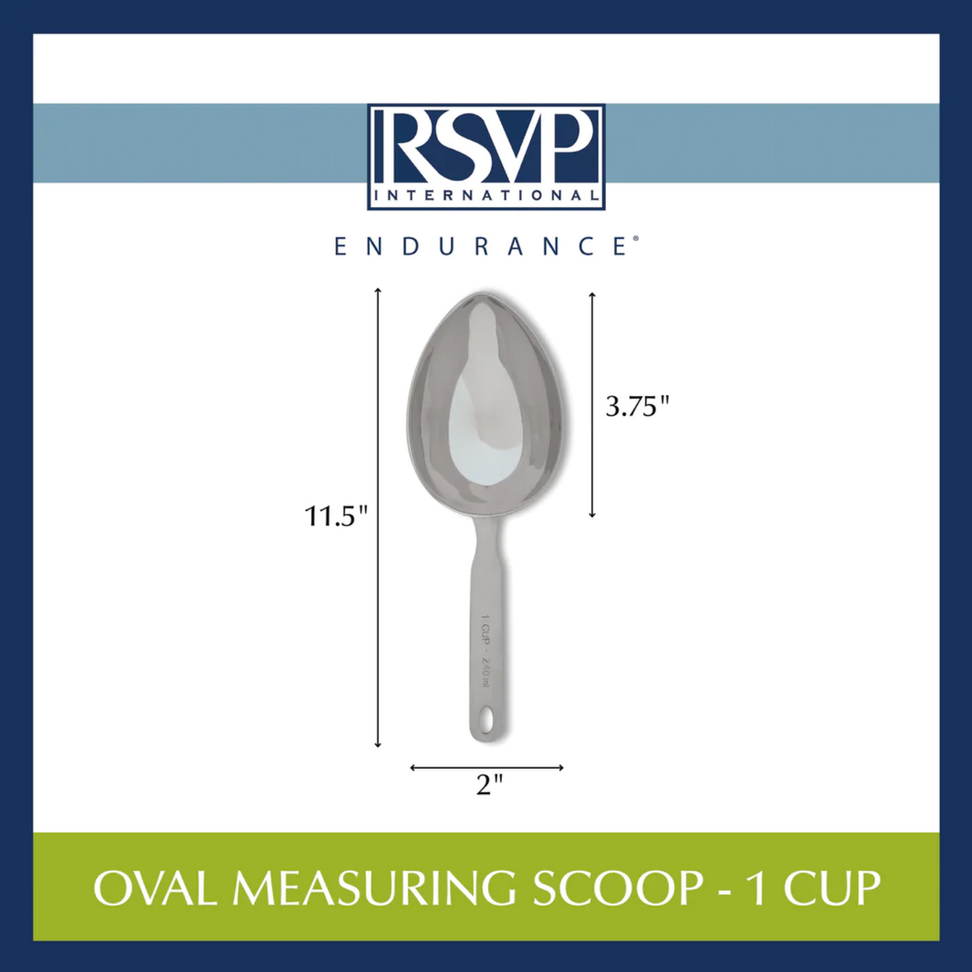 Thunder Group® Stainless Steel Heavy-Duty Oval 1/8-Cup Measuring Scoop