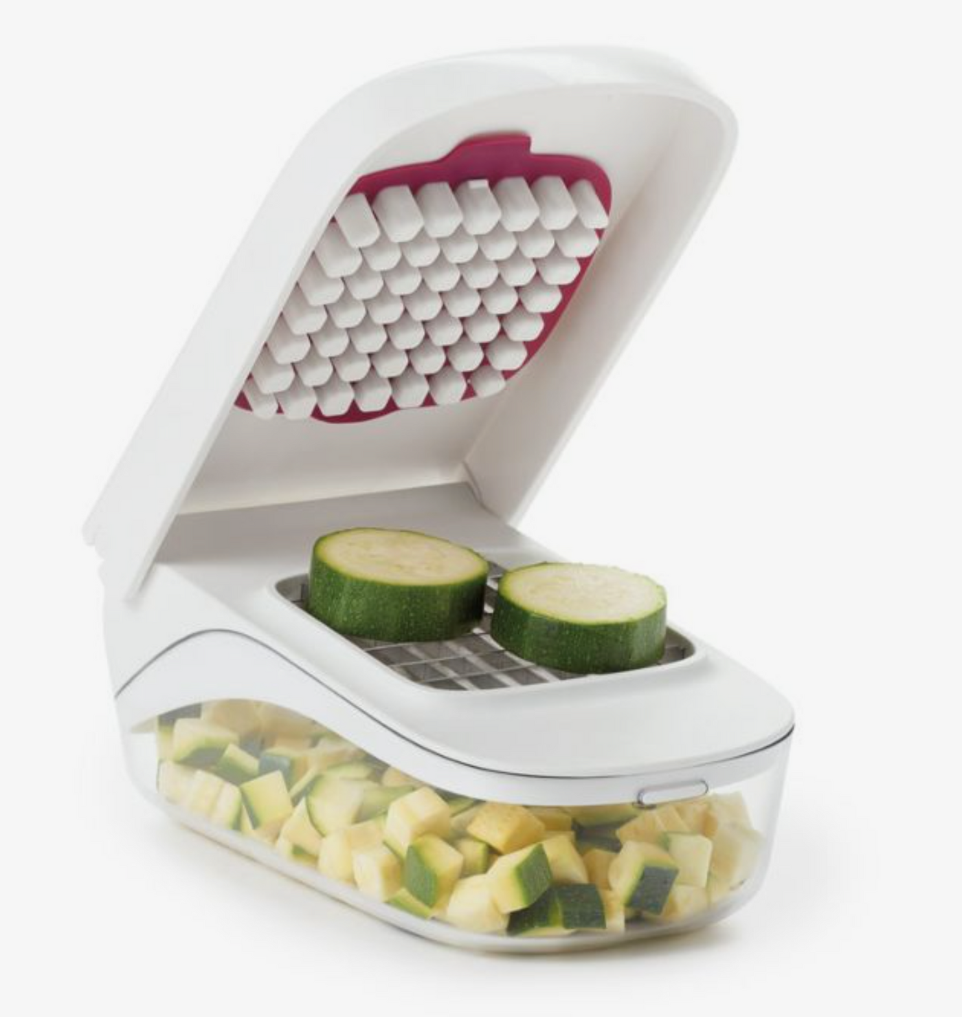 Chopping onion with the OXO Good Grips Vegetable Chopper 