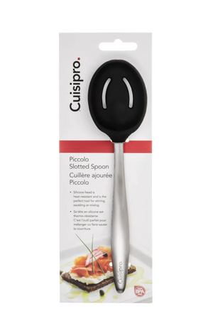 Cuisipro Silicone Piccolo Slotted Spoon - Black 8"