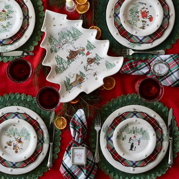 Juliska Berry Thread North Pole Cocktail Plates Assorted Set/4